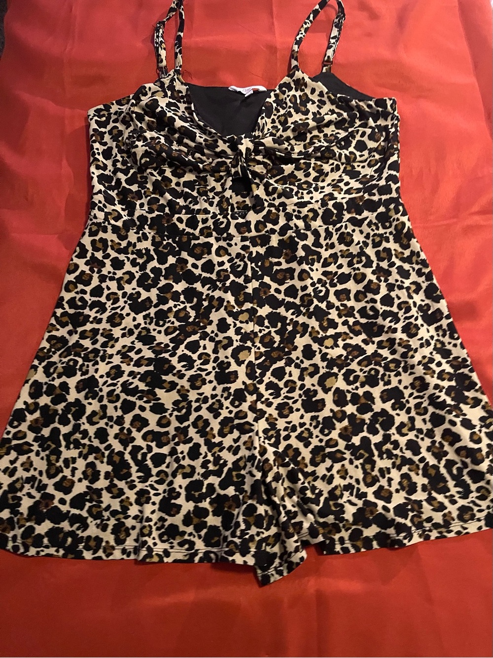 Candie's Leopard Print Skort Romper - Black & Brown